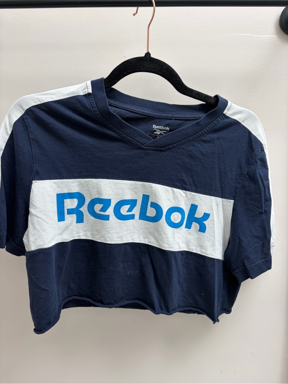 Reebok Navy, White & Blue Logo Cropped Tee - Picture 3 of 3